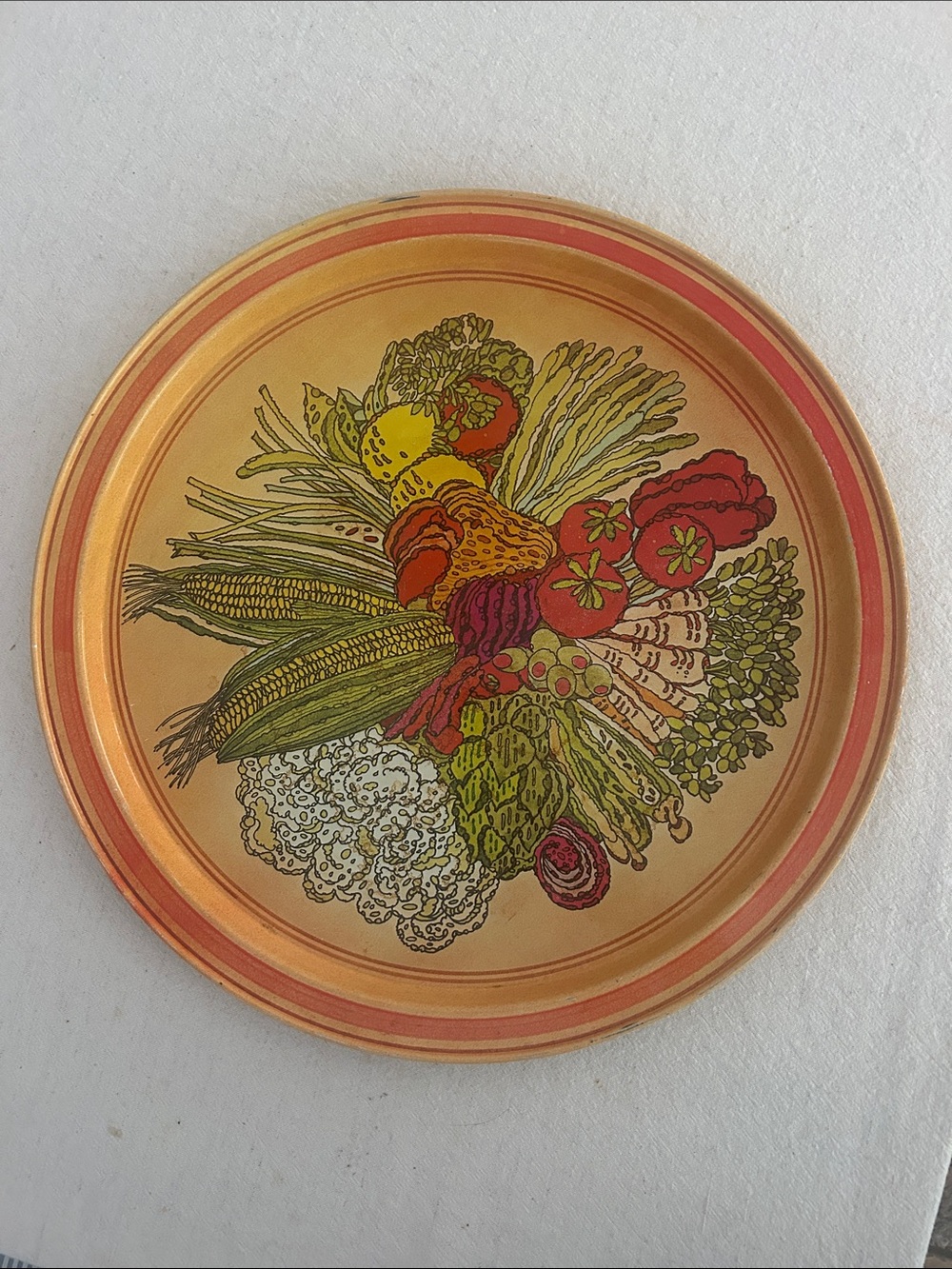 Large Vintage Midcentury MCM Tin Vegetable Serving Tray